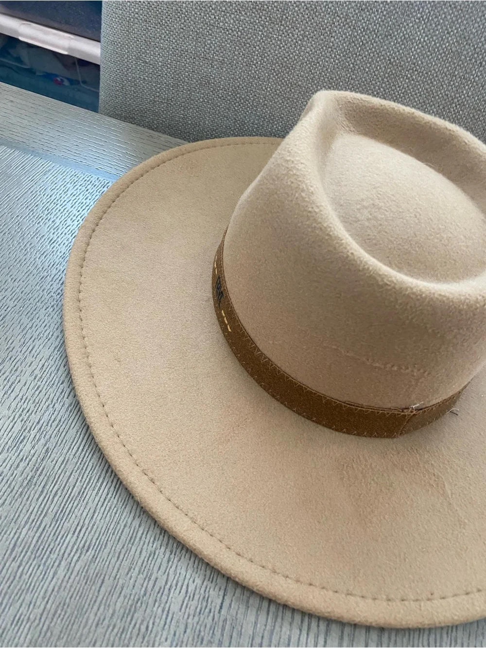 FRYE camel colored wool felt wide brim fedora new with tag festival